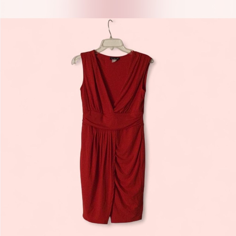 VENUS Red Draped Mini Dress
